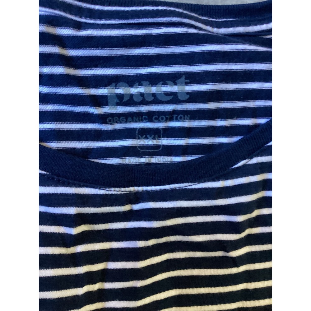 Pact Organic Cotton Striped Tank Top Navy Blue White XXL Sleeveless Crew Neck - Picture 2 of 6